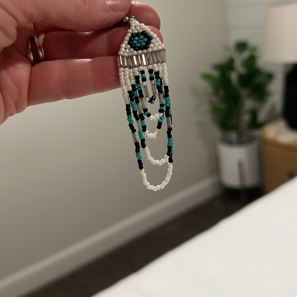 Authentic Native American Beaded Drop Dangle Earr… - image 8